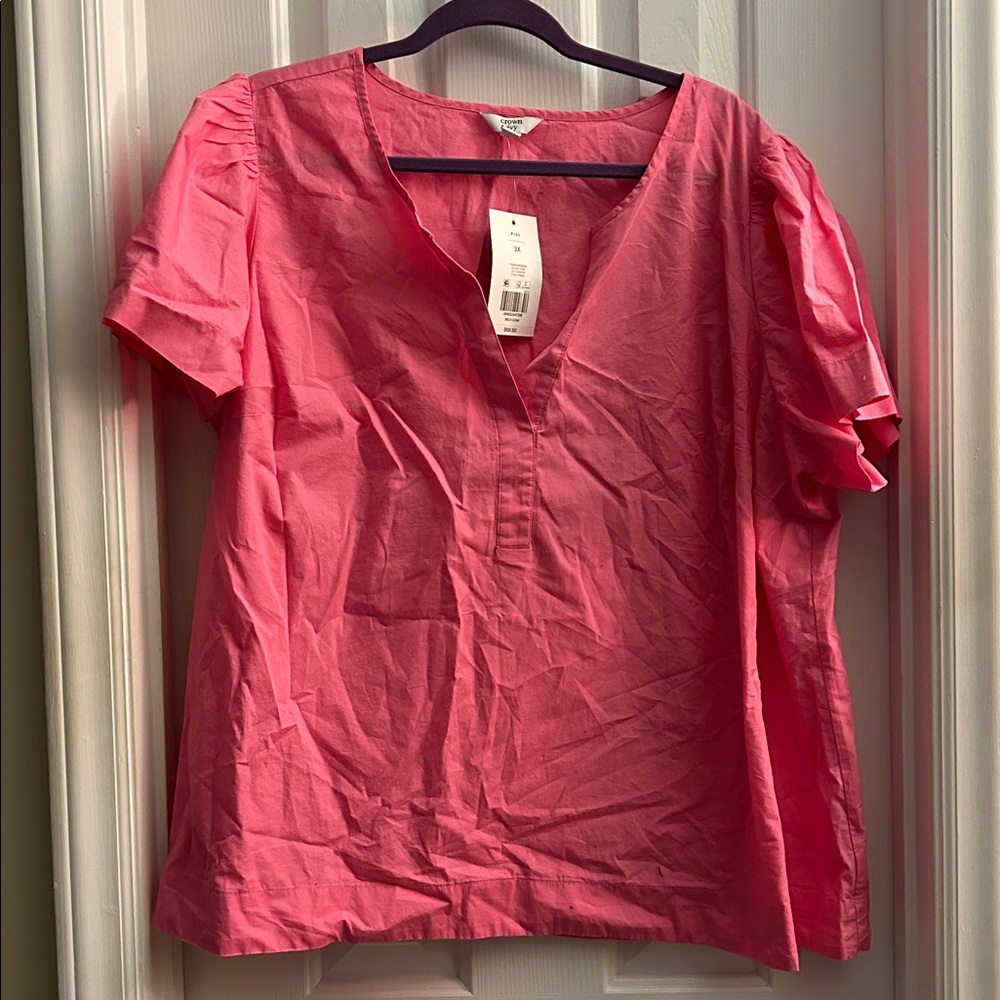 Crown & Ivy Pink V-Neck Blouse